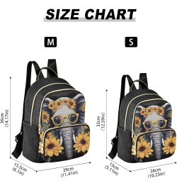 Elephant with Glasses-yellow Flowers Fashion Travel Backpack for Women Multi Pockets Lightweight Purse for Women-S Multicolor...