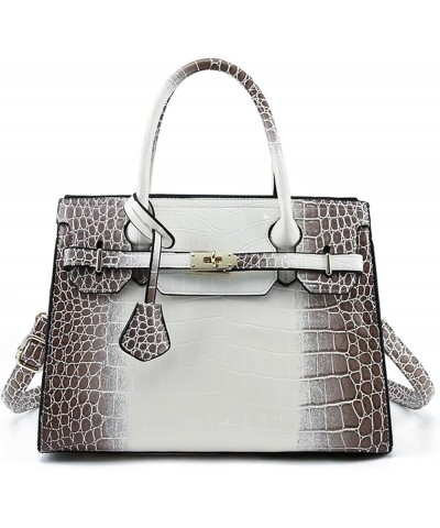 Women Handbags and Purses Ladies Crocodile Pattern Shoulder Bag Top Handle Satchel Tote Work Bag with Shoulder Straps White $...