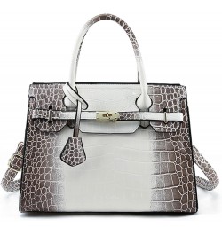 Women Handbags and Purses Ladies Crocodile Pattern Shoulder Bag Top Handle Satchel Tote Work Bag with Shoulder Straps White $...