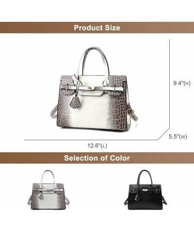 Women Handbags and Purses Ladies Crocodile Pattern Shoulder Bag Top Handle Satchel Tote Work Bag with Shoulder Straps White $...