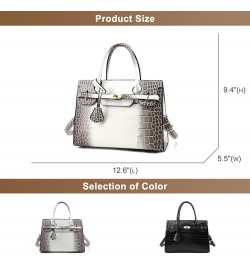 Women Handbags and Purses Ladies Crocodile Pattern Shoulder Bag Top Handle Satchel Tote Work Bag with Shoulder Straps White $...