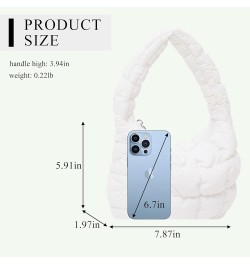 Small Quilted Tote Bag for Women, Soft Puffer Tote Bag Lightweight Designer Pleated Hobo Bags Handbag Puff Bags White $8.61 T...