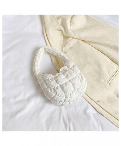 Small Quilted Tote Bag for Women, Soft Puffer Tote Bag Lightweight Designer Pleated Hobo Bags Handbag Puff Bags White $8.61 T...