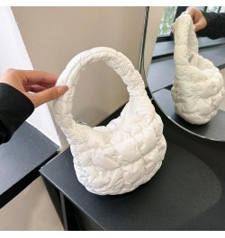 Small Quilted Tote Bag for Women, Soft Puffer Tote Bag Lightweight Designer Pleated Hobo Bags Handbag Puff Bags White $8.61 T...