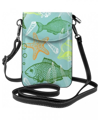 Fish Patterns Crossbody Wallet Phone Bag for Women Mini Shoulder Bag Cell Phone Purse $18.01 Crossbody Bags