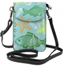 Fish Patterns Crossbody Wallet Phone Bag for Women Mini Shoulder Bag Cell Phone Purse $18.01 Crossbody Bags