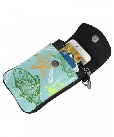 Fish Patterns Crossbody Wallet Phone Bag for Women Mini Shoulder Bag Cell Phone Purse $18.01 Crossbody Bags