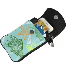 Fish Patterns Crossbody Wallet Phone Bag for Women Mini Shoulder Bag Cell Phone Purse $18.01 Crossbody Bags