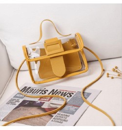 Women's Transparent Mini Clutches Shoulder Bags Transparent Jelly Solid Color Female Messenger Bag Handbags Yellow $7.50 Shou...