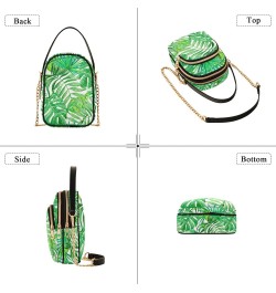 Crossbody Bag for Women, Green Palm Leaf on White Phone Purse Detachable Chain Bag Shoulder Handbag Wallet $11.04 Crossbody Bags