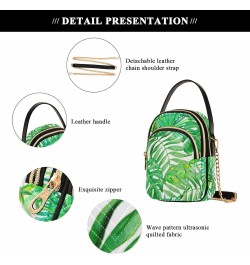 Crossbody Bag for Women, Green Palm Leaf on White Phone Purse Detachable Chain Bag Shoulder Handbag Wallet $11.04 Crossbody Bags