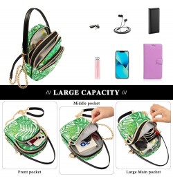 Crossbody Bag for Women, Green Palm Leaf on White Phone Purse Detachable Chain Bag Shoulder Handbag Wallet $11.04 Crossbody Bags