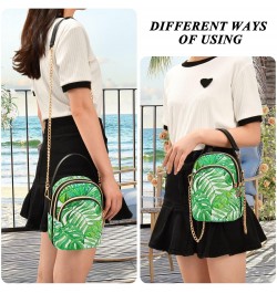 Crossbody Bag for Women, Green Palm Leaf on White Phone Purse Detachable Chain Bag Shoulder Handbag Wallet $11.04 Crossbody Bags