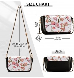 Flowers Magnolia Flower PU Leather Crossbody Handbag for Women Shoulder Purse with Adjustable Metal Chain Waterproof Travel P...