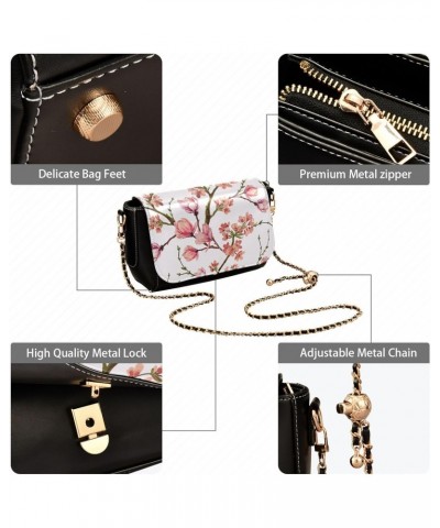 Flowers Magnolia Flower PU Leather Crossbody Handbag for Women Shoulder Purse with Adjustable Metal Chain Waterproof Travel P...