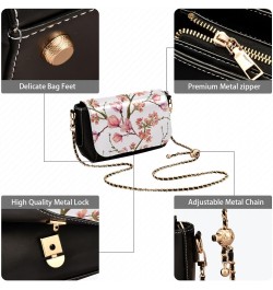 Flowers Magnolia Flower PU Leather Crossbody Handbag for Women Shoulder Purse with Adjustable Metal Chain Waterproof Travel P...