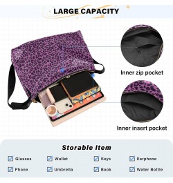 Women Boho Bag Pink Leopard Print Shoulder Bag PU Leather Crossbody Bag Large Tote Handbag For Quick Getaway Weekend Holiday ...