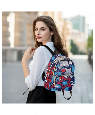 Fashion Small Backpack for Women, (Anime American Star) Daypack Casual Quilted Shoulder Bag for Work Travel Daily Small $12.8...