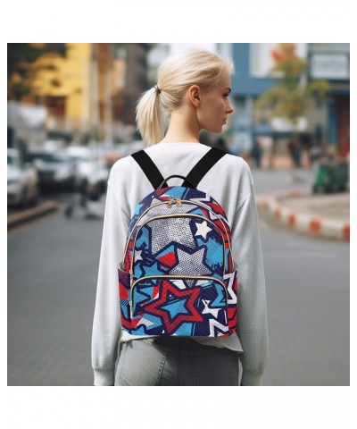 Fashion Small Backpack for Women, (Anime American Star) Daypack Casual Quilted Shoulder Bag for Work Travel Daily Small $12.8...