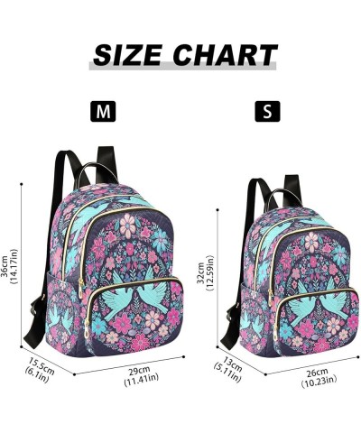 Florals Flowers Blue Birds Quilted Backpack for Women Shoulder Bag Purse Travel Bags for Nurse Daily Work S Medium $17.66 Bac...