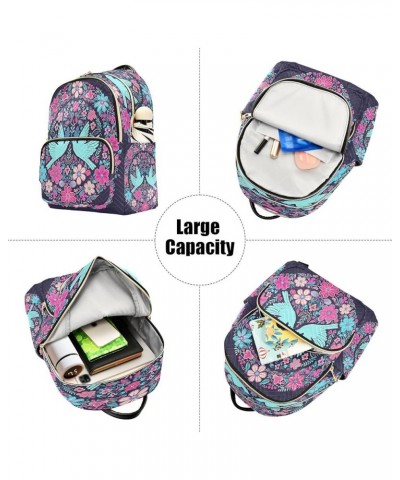 Florals Flowers Blue Birds Quilted Backpack for Women Shoulder Bag Purse Travel Bags for Nurse Daily Work S Medium $17.66 Bac...