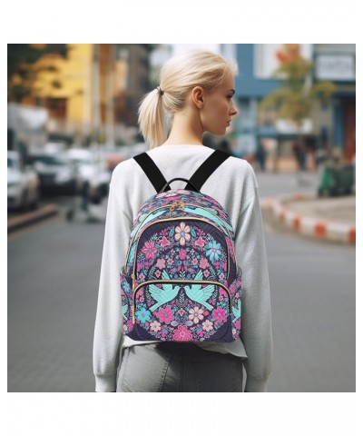 Florals Flowers Blue Birds Quilted Backpack for Women Shoulder Bag Purse Travel Bags for Nurse Daily Work S Medium $17.66 Bac...