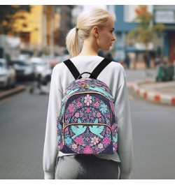 Florals Flowers Blue Birds Quilted Backpack for Women Shoulder Bag Purse Travel Bags for Nurse Daily Work S Medium $17.66 Bac...