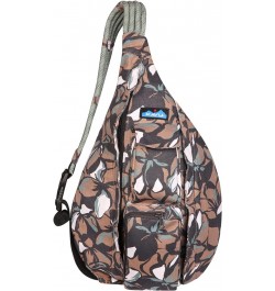 Original Rope Bag Sling Pack with Adjustable Rope Shoulder Strap Floral Mural $33.77 Crossbody Bags