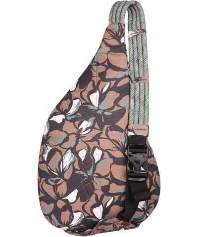 Original Rope Bag Sling Pack with Adjustable Rope Shoulder Strap Floral Mural $33.77 Crossbody Bags