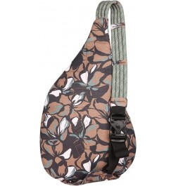 Original Rope Bag Sling Pack with Adjustable Rope Shoulder Strap Floral Mural $33.77 Crossbody Bags