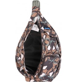 Original Rope Bag Sling Pack with Adjustable Rope Shoulder Strap Floral Mural $33.77 Crossbody Bags