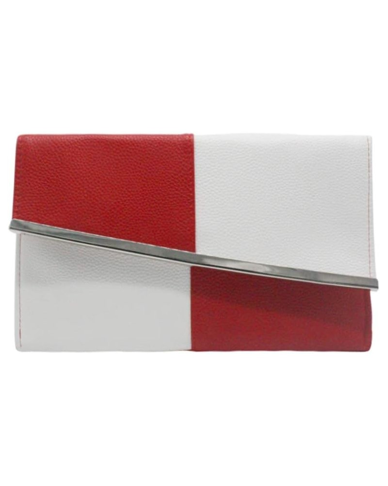 Women Glistening Evening Clutch Bags Sequin Envelope Handbag White and Red $10.98 Evening Bags