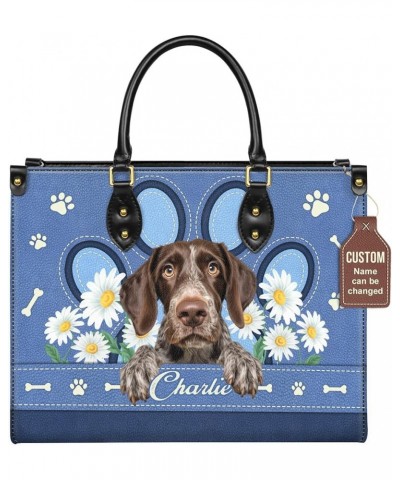 Personalized German Wirehaired Pointer Dog Handbags, Custom Name Dog Leather Bags, Purses, Shoulder Bag, Gift For Dog Mom Sty...