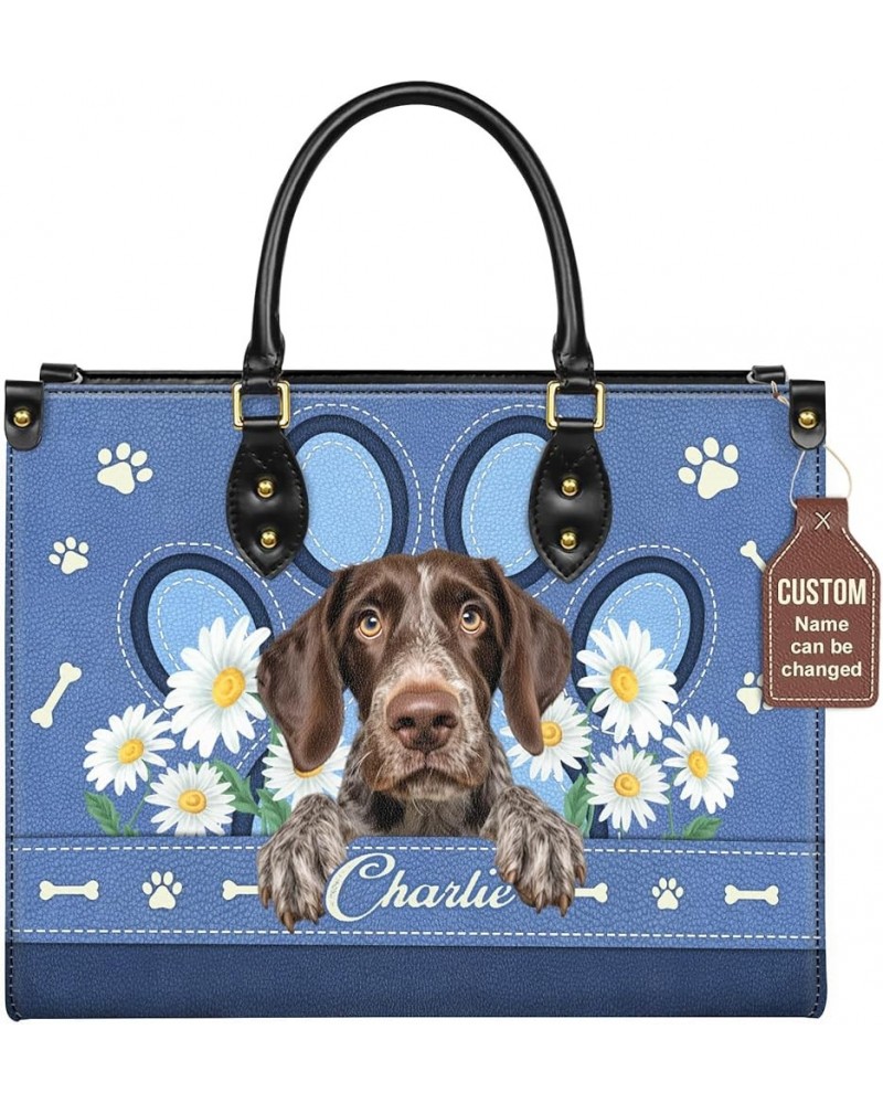 Personalized German Wirehaired Pointer Dog Handbags, Custom Name Dog Leather Bags, Purses, Shoulder Bag, Gift For Dog Mom Sty...