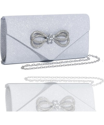 Womens Evening Bag Sparkly Bow Clutch Purse Wedding Party Purses Glitter Rhinestone Cocktail Prom Handbags Silver $10.32 Even...