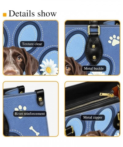 Personalized German Wirehaired Pointer Dog Handbags, Custom Name Dog Leather Bags, Purses, Shoulder Bag, Gift For Dog Mom Sty...