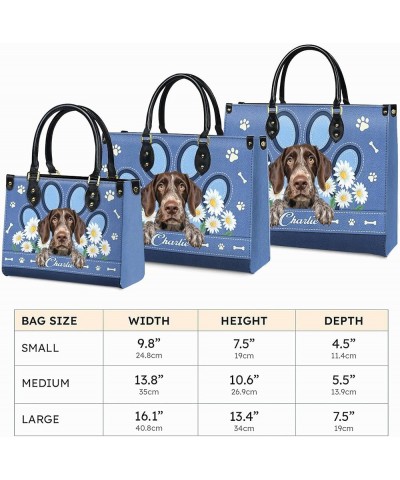 Personalized German Wirehaired Pointer Dog Handbags, Custom Name Dog Leather Bags, Purses, Shoulder Bag, Gift For Dog Mom Sty...