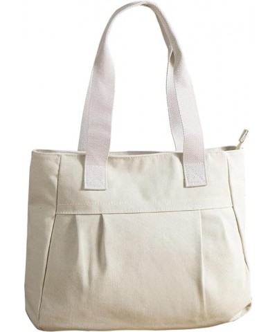 Canvas bag women's large capacity simple canvas bag canvas shoulder bag handbag Beige $20.81 Totes