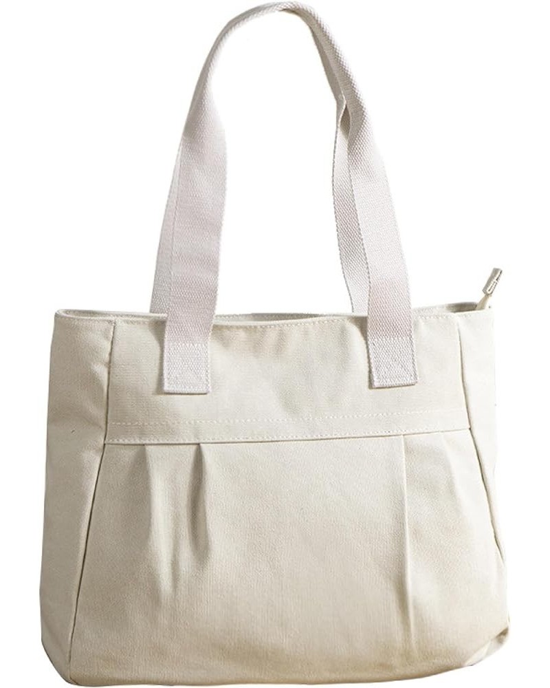 Canvas bag women's large capacity simple canvas bag canvas shoulder bag handbag Beige $20.81 Totes