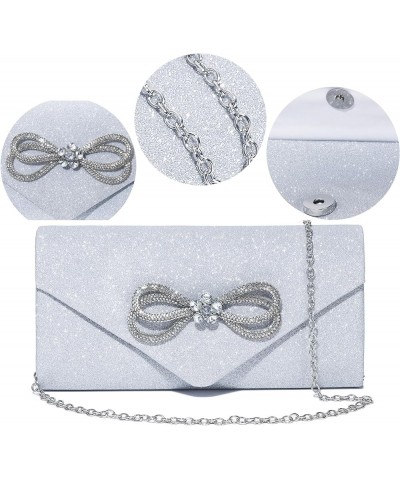 Womens Evening Bag Sparkly Bow Clutch Purse Wedding Party Purses Glitter Rhinestone Cocktail Prom Handbags Silver $10.32 Even...