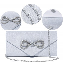 Womens Evening Bag Sparkly Bow Clutch Purse Wedding Party Purses Glitter Rhinestone Cocktail Prom Handbags Silver $10.32 Even...