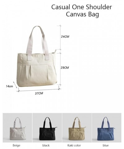 Canvas bag women's large capacity simple canvas bag canvas shoulder bag handbag Beige $20.81 Totes