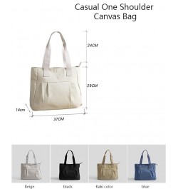 Canvas bag women's large capacity simple canvas bag canvas shoulder bag handbag Beige $20.81 Totes