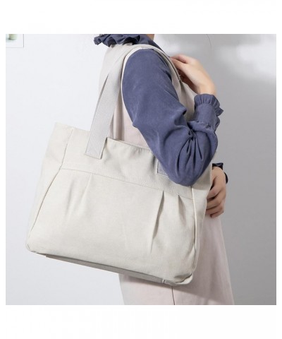 Canvas bag women's large capacity simple canvas bag canvas shoulder bag handbag Beige $20.81 Totes