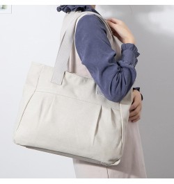 Canvas bag women's large capacity simple canvas bag canvas shoulder bag handbag Beige $20.81 Totes