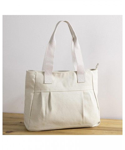 Canvas bag women's large capacity simple canvas bag canvas shoulder bag handbag Beige $20.81 Totes