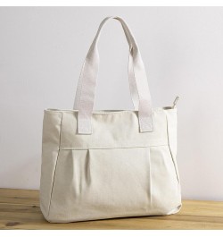 Canvas bag women's large capacity simple canvas bag canvas shoulder bag handbag Beige $20.81 Totes