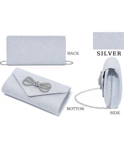 Womens Evening Bag Sparkly Bow Clutch Purse Wedding Party Purses Glitter Rhinestone Cocktail Prom Handbags Silver $10.32 Even...