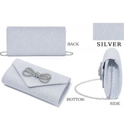 Womens Evening Bag Sparkly Bow Clutch Purse Wedding Party Purses Glitter Rhinestone Cocktail Prom Handbags Silver $10.32 Even...