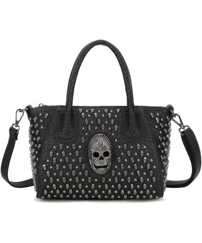 Women Handbags Skull Purse Faux Leather Satchel Bag Top Handle Handbag Punk Ladies Shoulder Bag Medium Tote Bags Black $39.24...